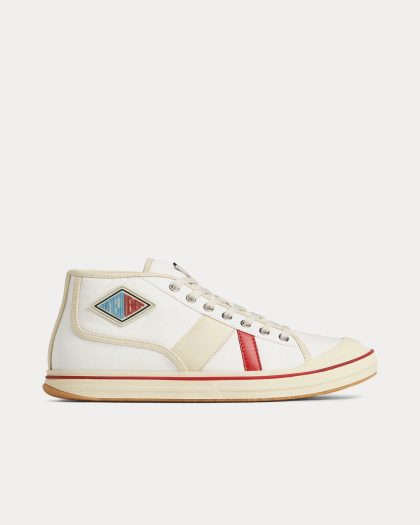 Bottega Veneta - Eliot Canvas & Leather White / Sea Salt High Top Sneakers