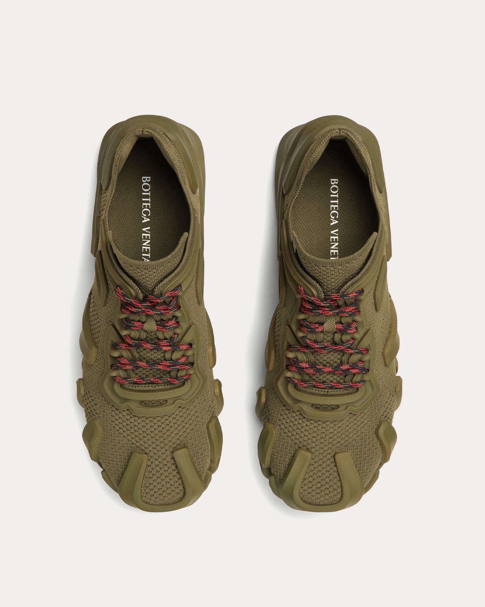 Bottega Veneta - Flex Technical Knit Khaki / Olive Oil Low Top Sneakers - Image 5