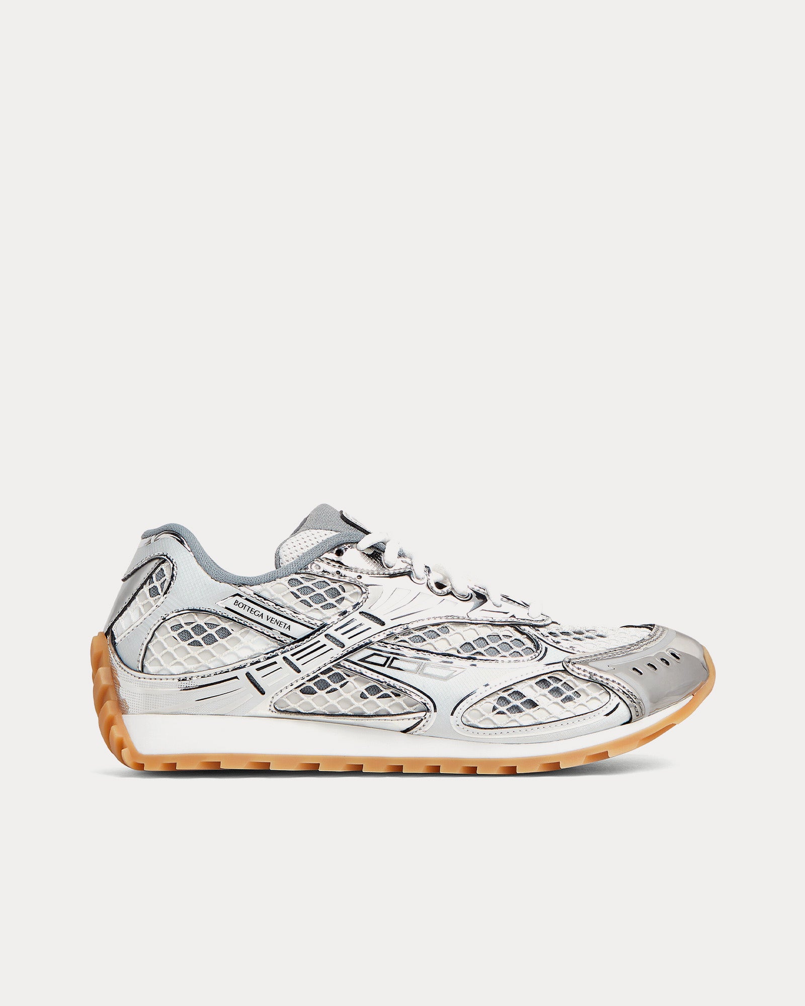 Bottega Veneta - Orbit Silver / White / Optic White Low Top Sneakers