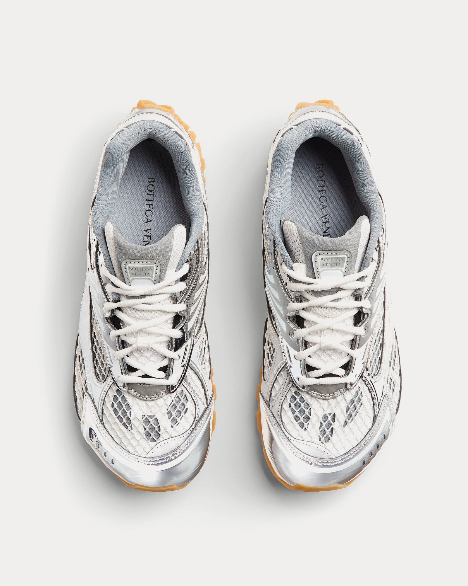 Bottega Veneta - Orbit Silver / White / Optic White Low Top Sneakers - Image 2