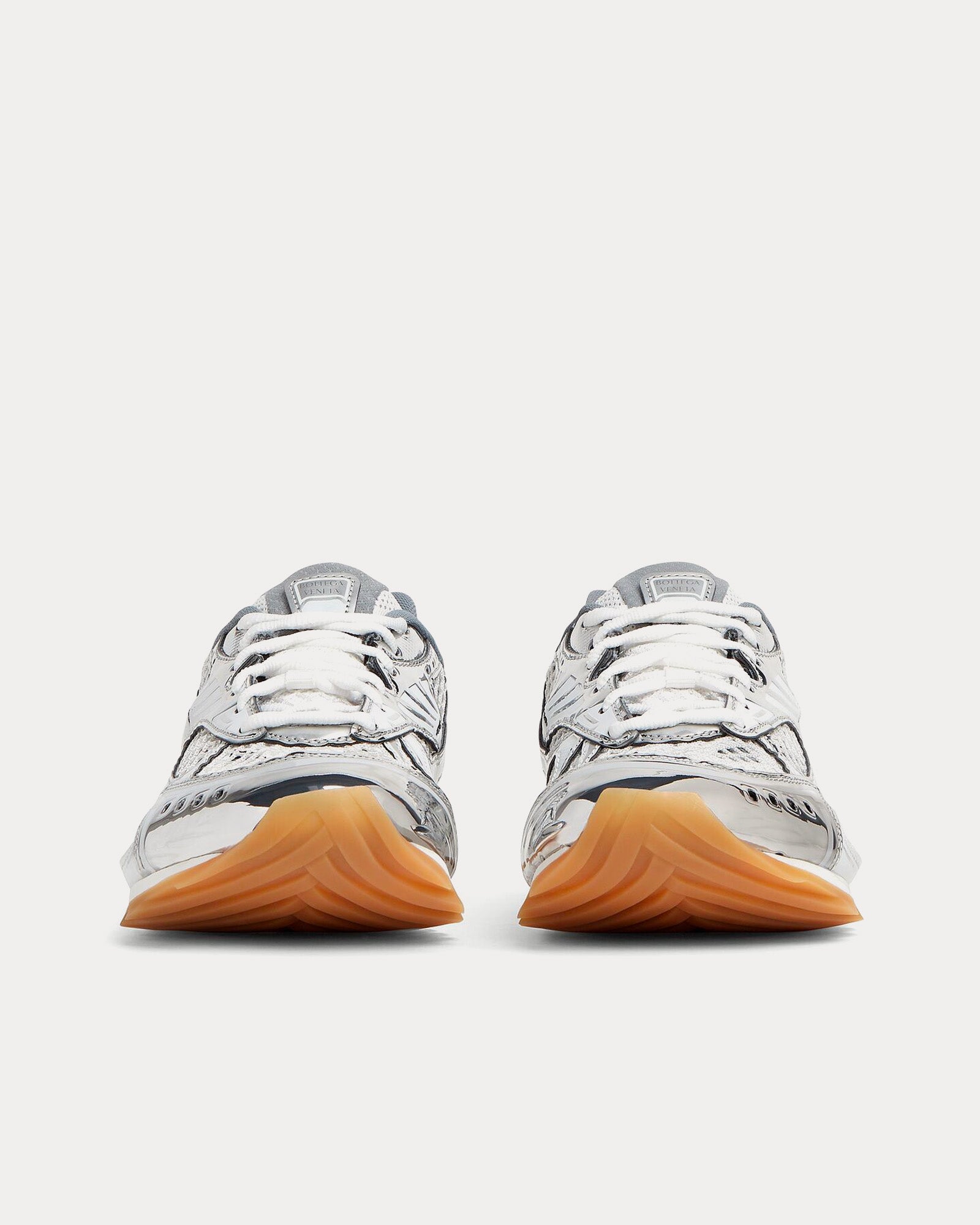 Bottega Veneta - Orbit Silver / White / Optic White Low Top Sneakers - Image 3