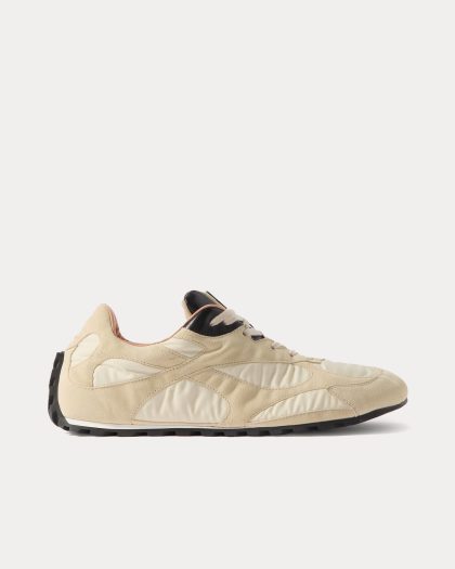 Bottega Veneta - Orbit Flash Leather & Nylon Sea Salt / Black Low Top Sneakers