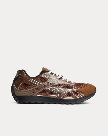 Bottega Veneta - Orbit Lightweight Technical Fabric, Suede & Mesh Star Anise / Pinecone Low Top Sneakers