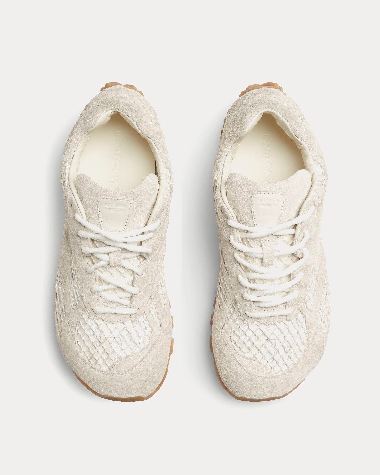 Bottega Veneta - Orbit Suede & Mesh Sea Salt Low Top Sneakers - Image 2