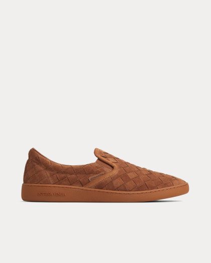 Bottega Veneta - Sawyer Intrecciato Suede Caramel Slip On Sneakers
