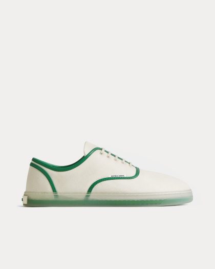 Bottega Veneta - Serena Alabaster / Grass Green Low Top Sneakers